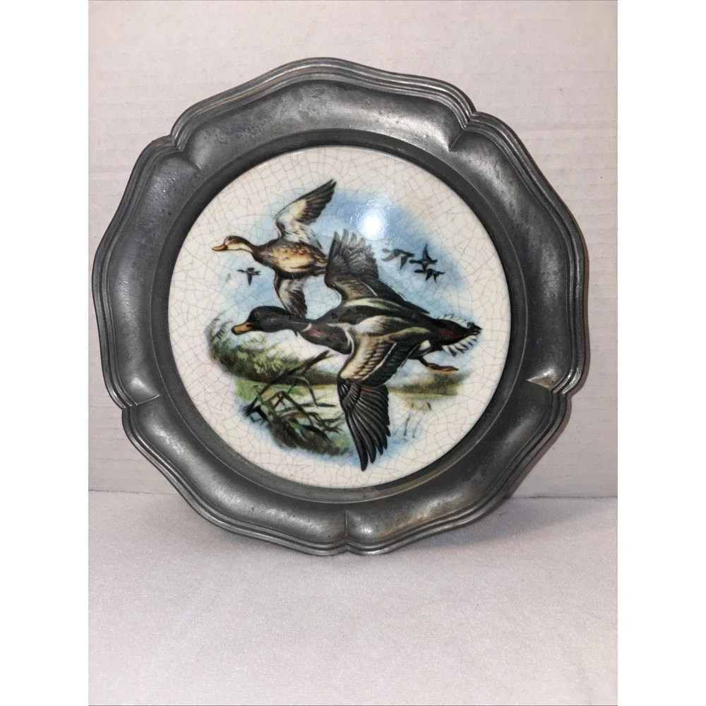 Hagan Von Tronje Wall Plate, Pewter And Porcelain Made In Germany 8in
